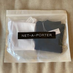 James Perse Set of Two The Daily Ribbed Stretch-cotton Tanks, White / Black 0